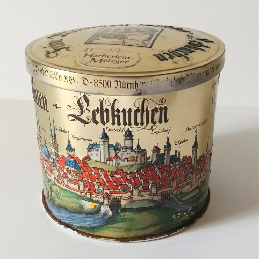 Vintage Cookie Tin German Lebkuchen Tin Graphics 1990